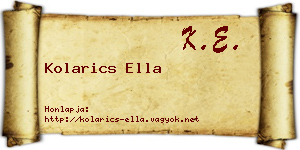 Kolarics Ella névjegykártya